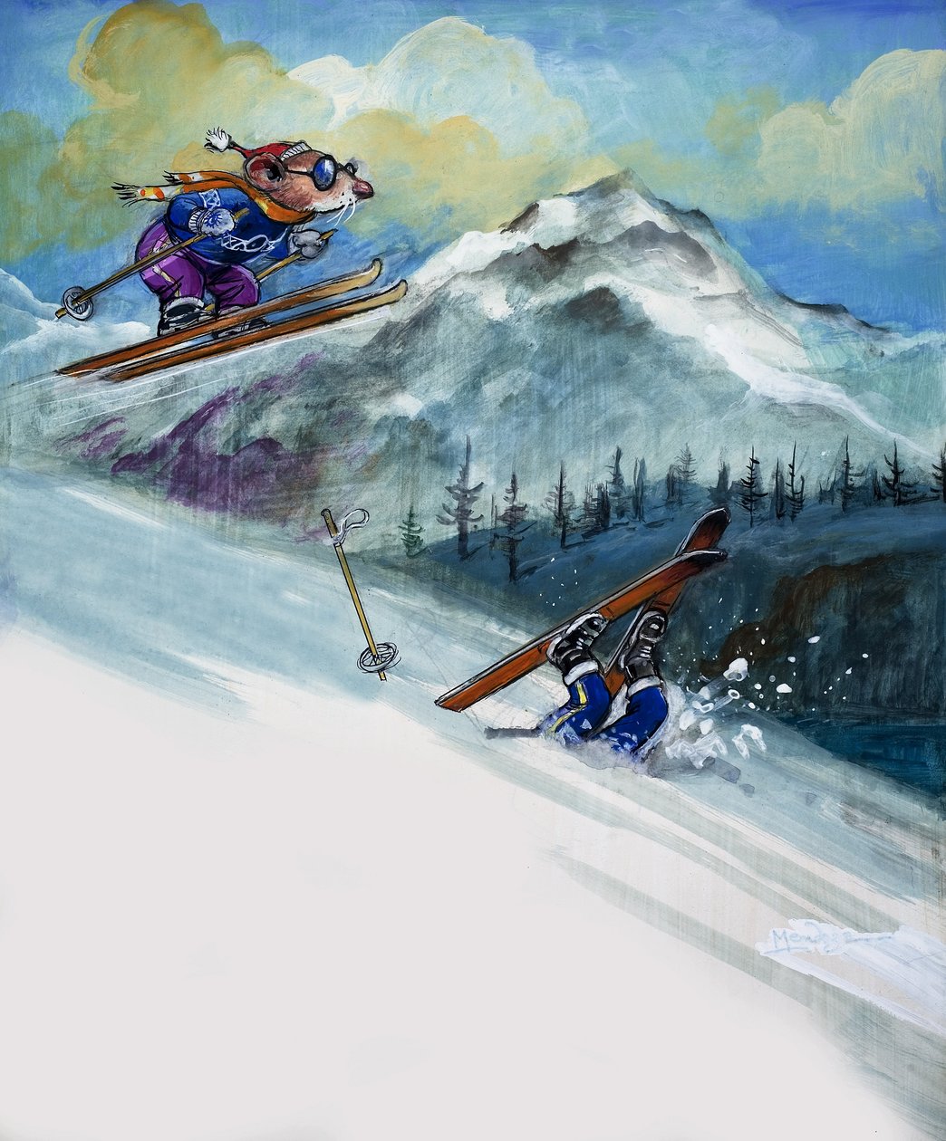 A városi egér és a vidéki egér, a "Volt egyszer egy nap"-ból (gouache, papír) alkotó: Philip Mendoza