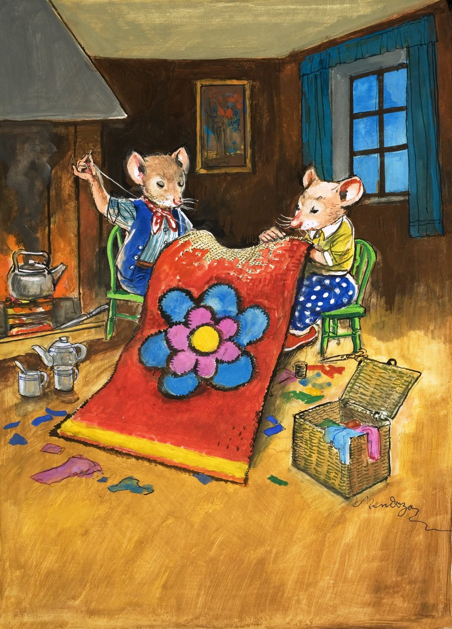 Városi egér és vidéki egér (gouache, papír) alkotó: Philip Mendoza