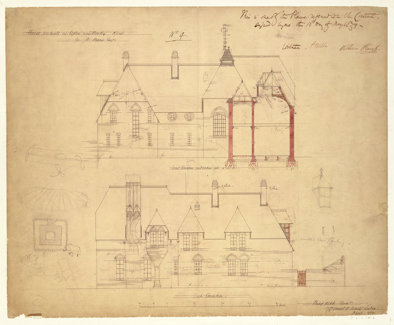 A The Red House, Bexleyheath domborzatai (toll, tinta és WC papíron) alkotó: Philip Webb