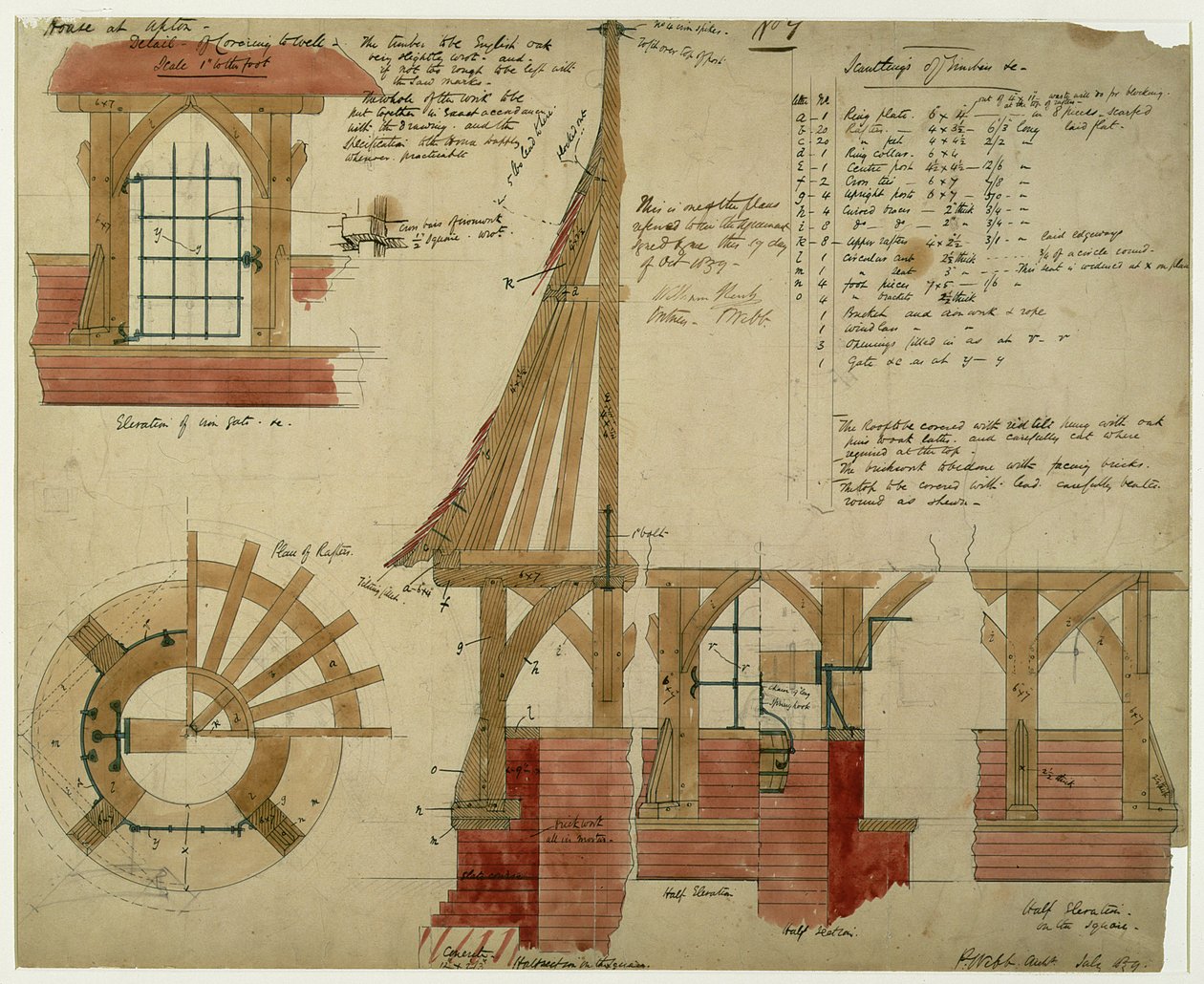 Tervek a Vörös Házhoz, Bexleyheathhez (toll, tinta és WC papíron) alkotó: Philip Webb