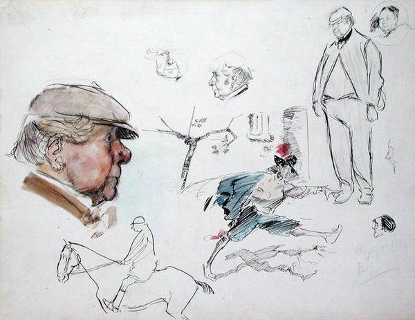 Tanulmányok, 1894 körül (toll és tinta és akvarell papíron) alkotó: Philip William May