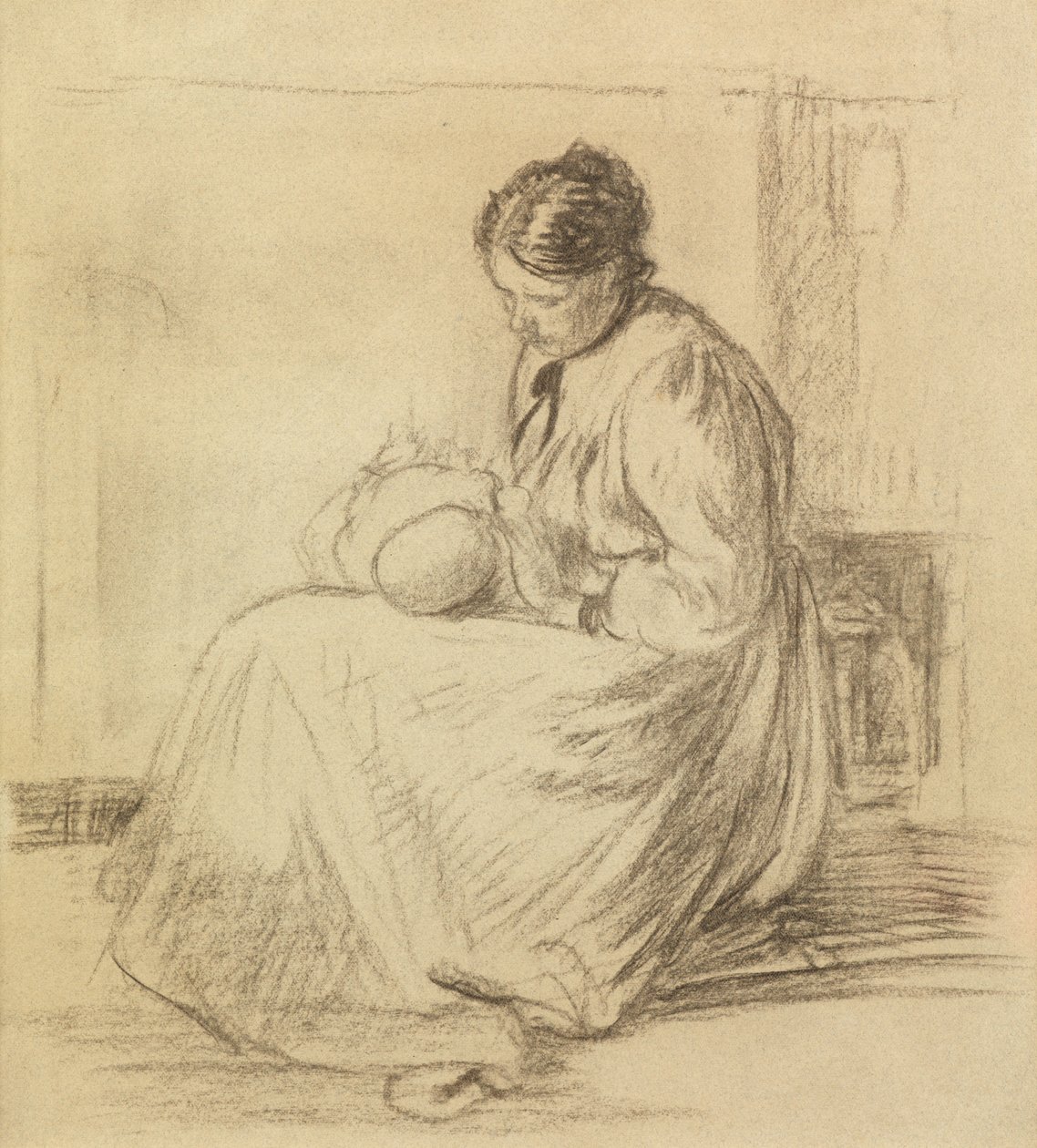 Anya és gyermeke (kréta) alkotó: Philip Wilson Steer