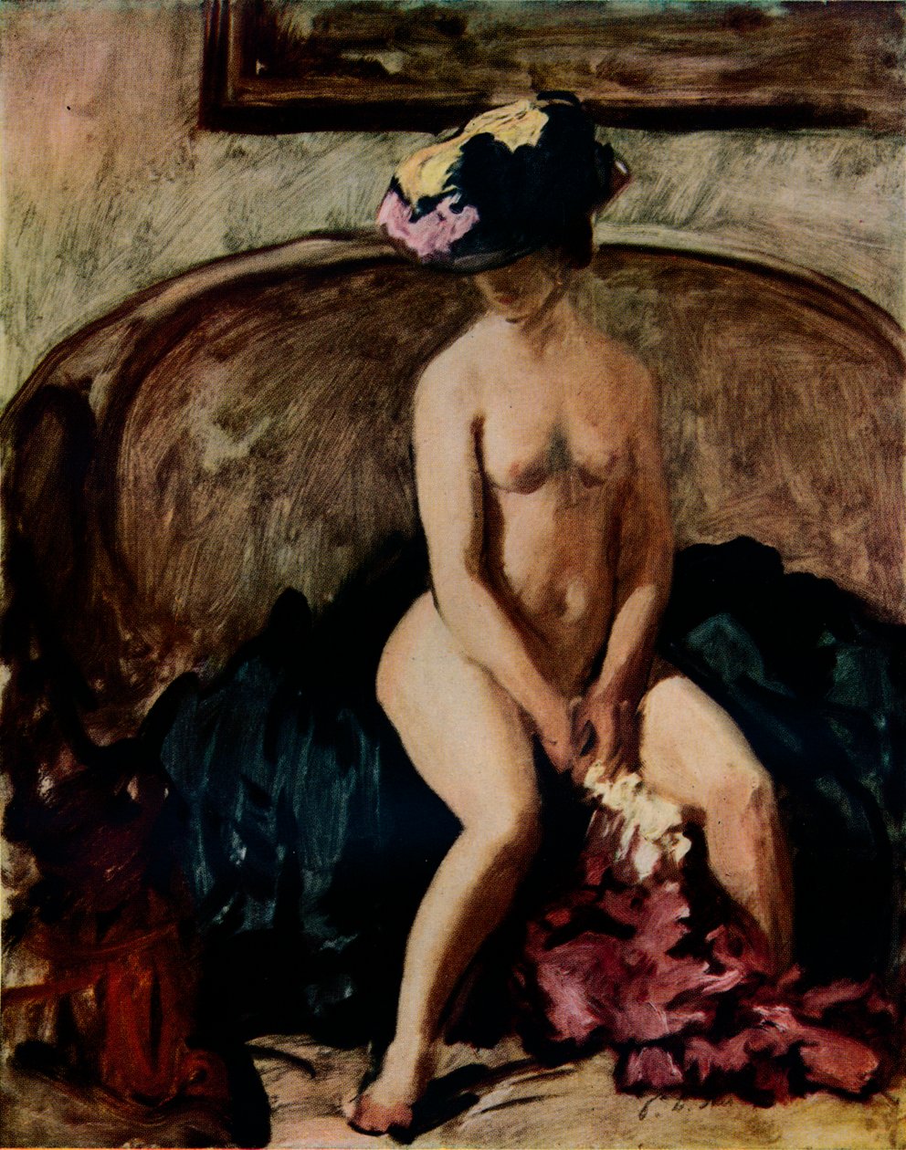 Ülő akt: The Black Hat, c1900 alkotó: Philip Wilson Steer