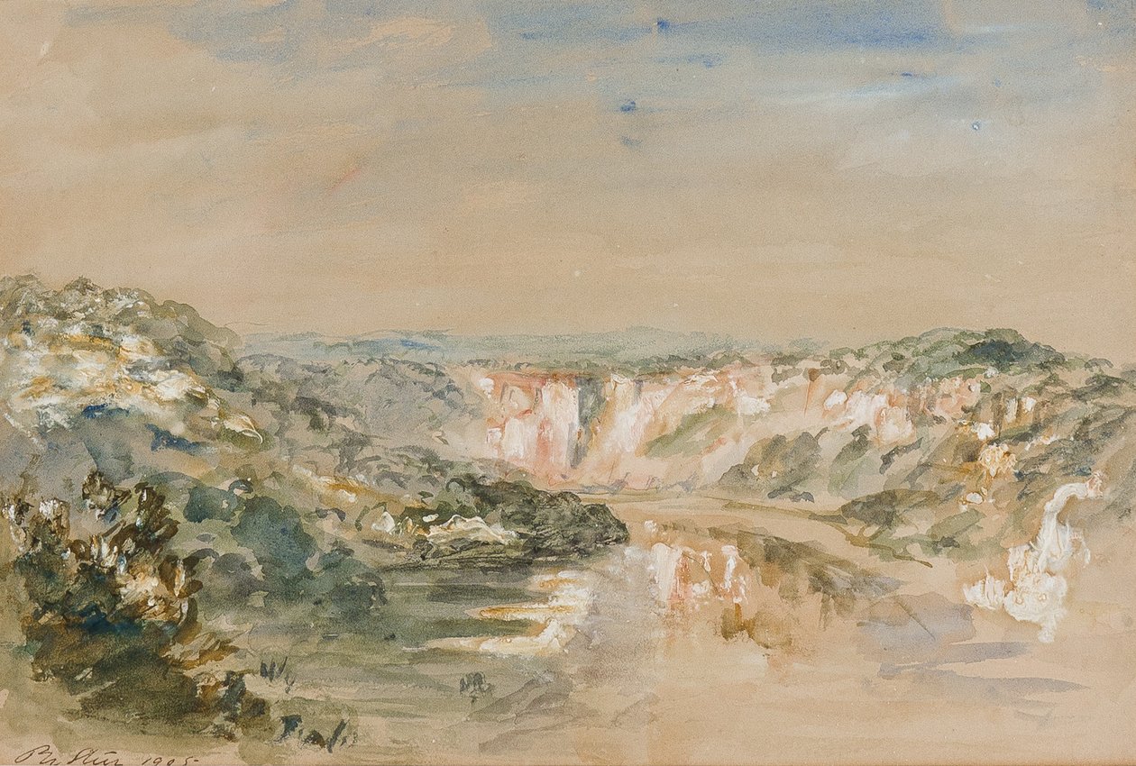 The Bend in the River, Chepstow közelében, Monmouthshire, 1905 (wc és gouache papíron) alkotó: Philip Wilson Steer