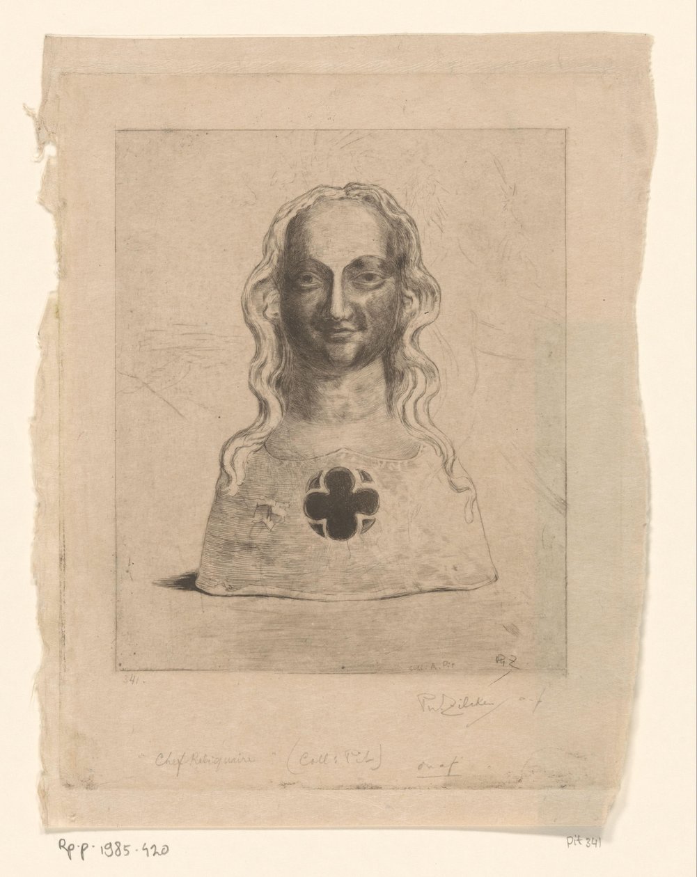 egy nő mellszobra Főereklyetartó (eredeti cím) alkotó: Philip Zilcken (signed by artist)
