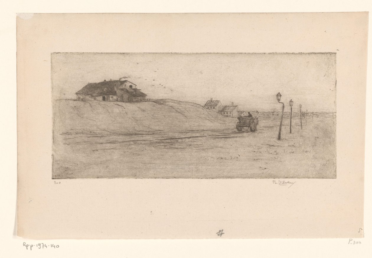 Táj házakkal, lámpákkal és kocsival Banlieue de Bruxelles (eredeti cím) alkotó: Philip Zilcken (signed by artist)
