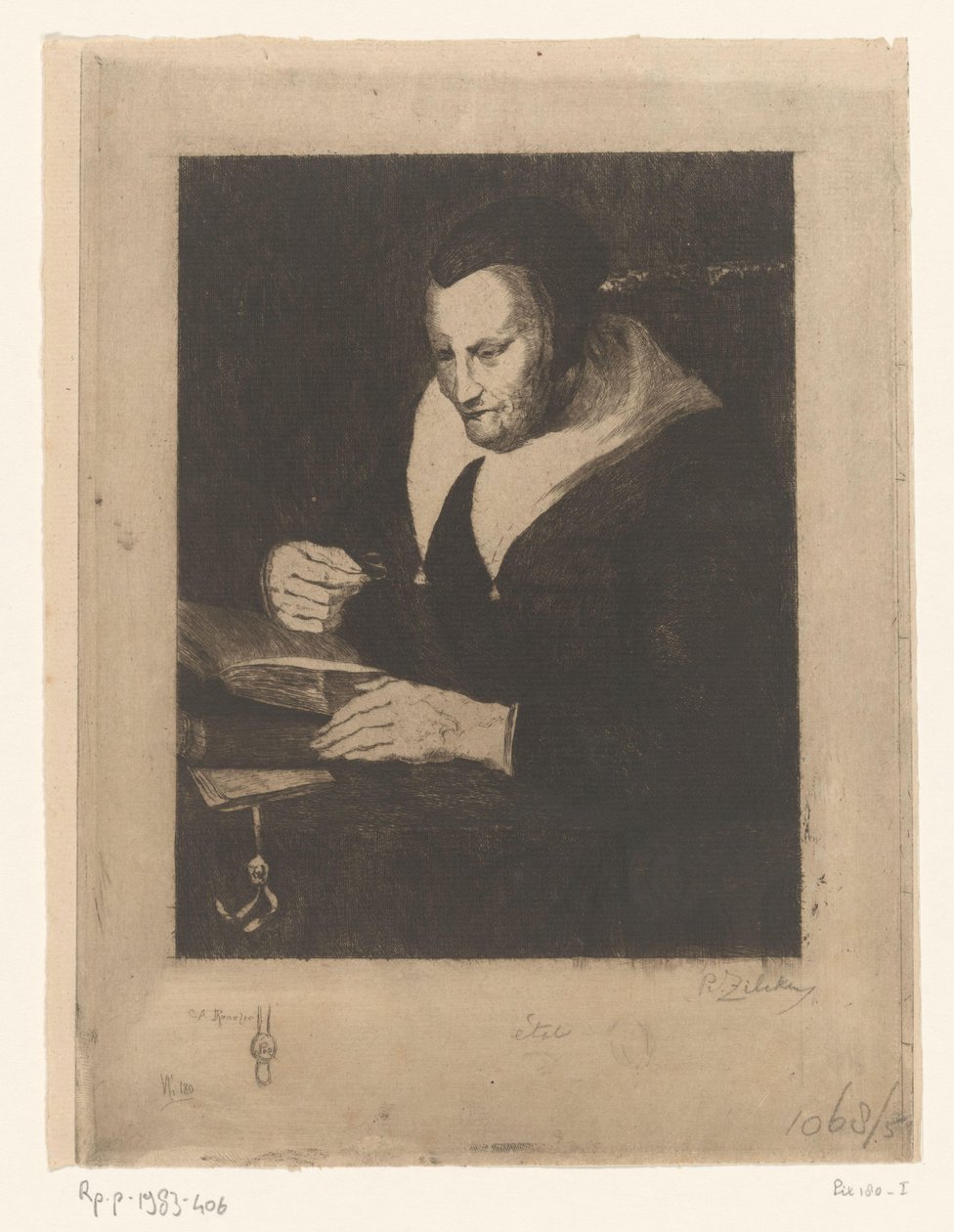 Olvasó öregasszony Vieille femme lisant (eredeti cím) alkotó: Philip Zilcken (signed by artist)