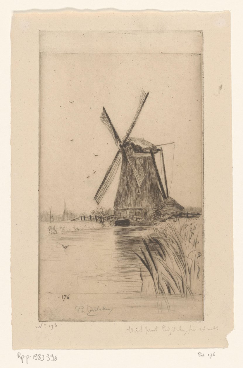 Szélmalom a tájban Mon Moulin (eredeti cím) alkotó: Philip Zilcken (signed by artist)