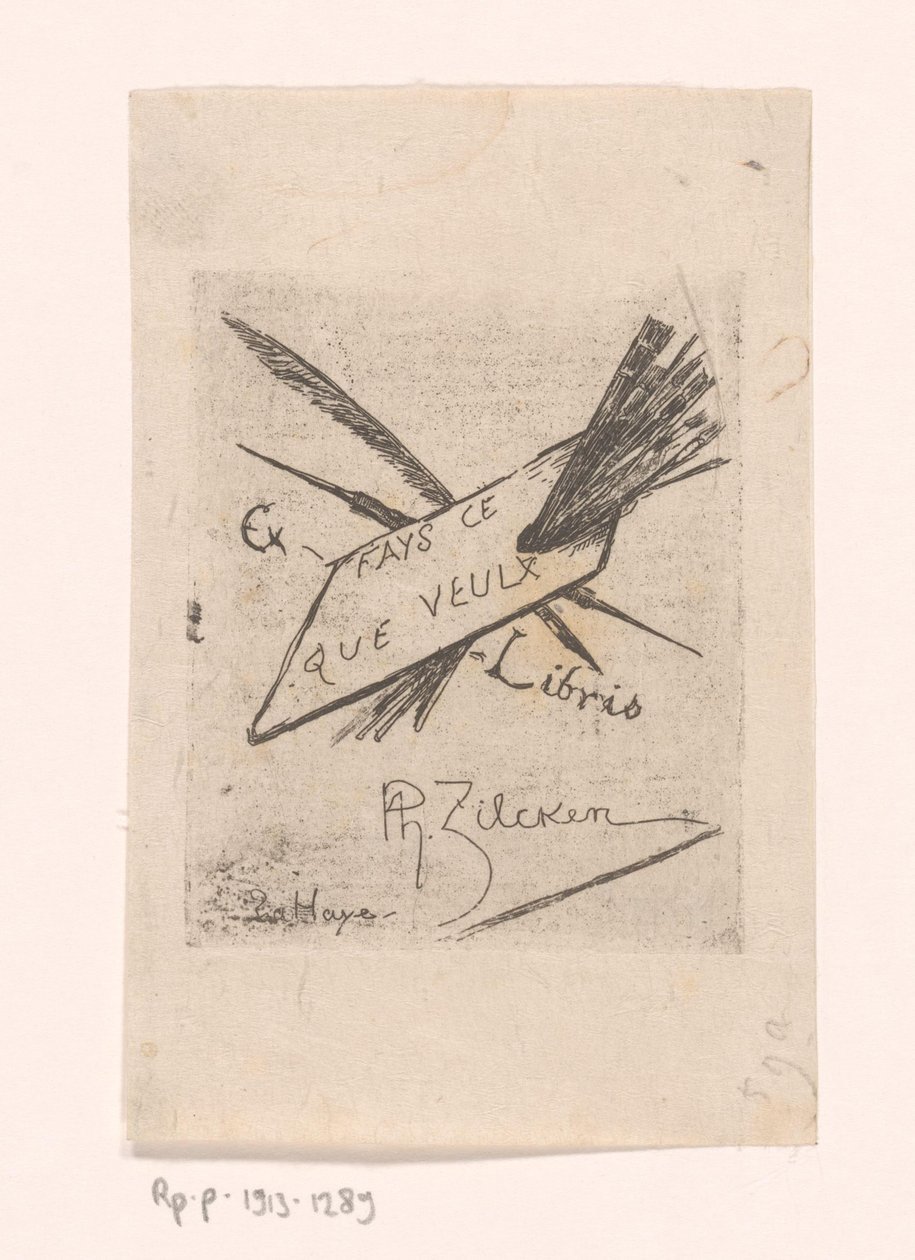 Ex libris tollal, ecsettel és palettával alkotó: Philip Zilcken