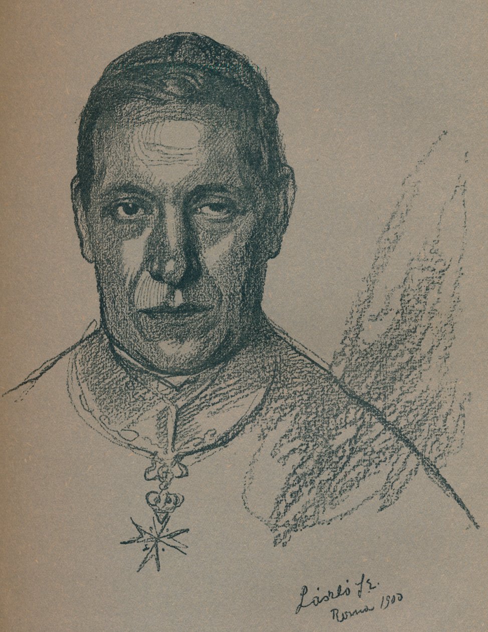 Őeminenciás Rampolla bíboros vázlat-portréja, 1900 1901-1902. Művészek: Fulop László, Philip A de Laszlo. alkotó: Philip de László
