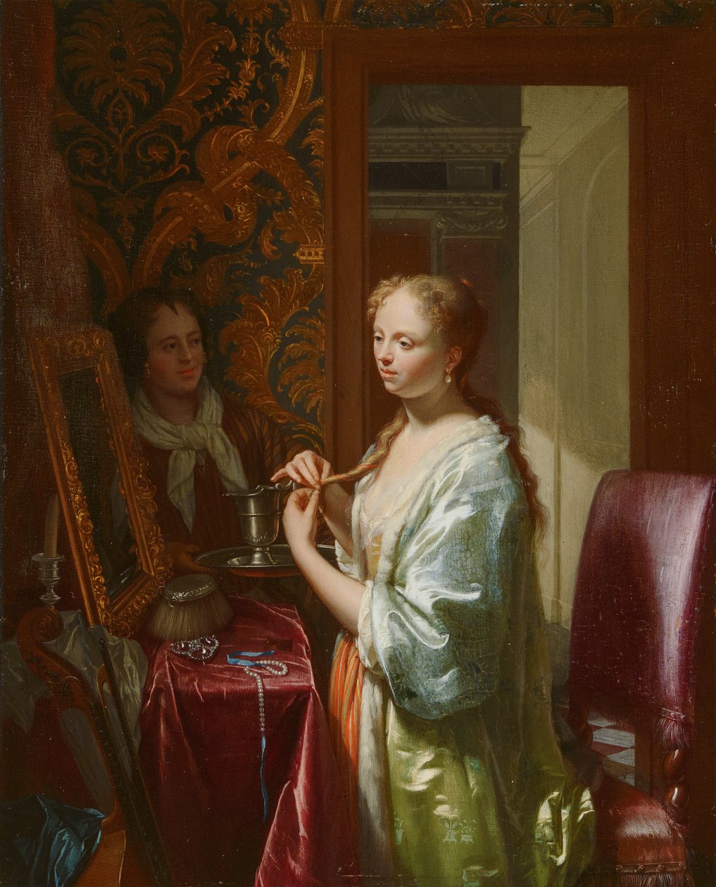 Hölgy a WC-nél, 1720 körül alkotó: Philip van Dijk