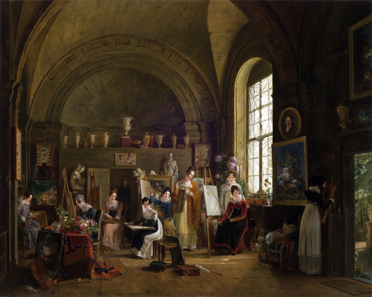 Van Dael és tanítványai stúdiójának belseje a Sorbonne-ban, 1816 alkotó: Philipe Jacques van Bree