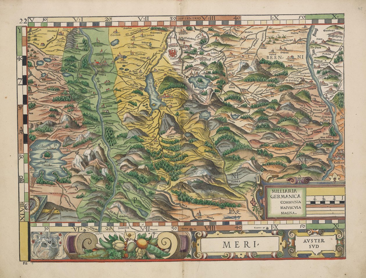 Bajor vidéki táblázatok 1568-ból (22. tábla) alkotó: Philipp Apian