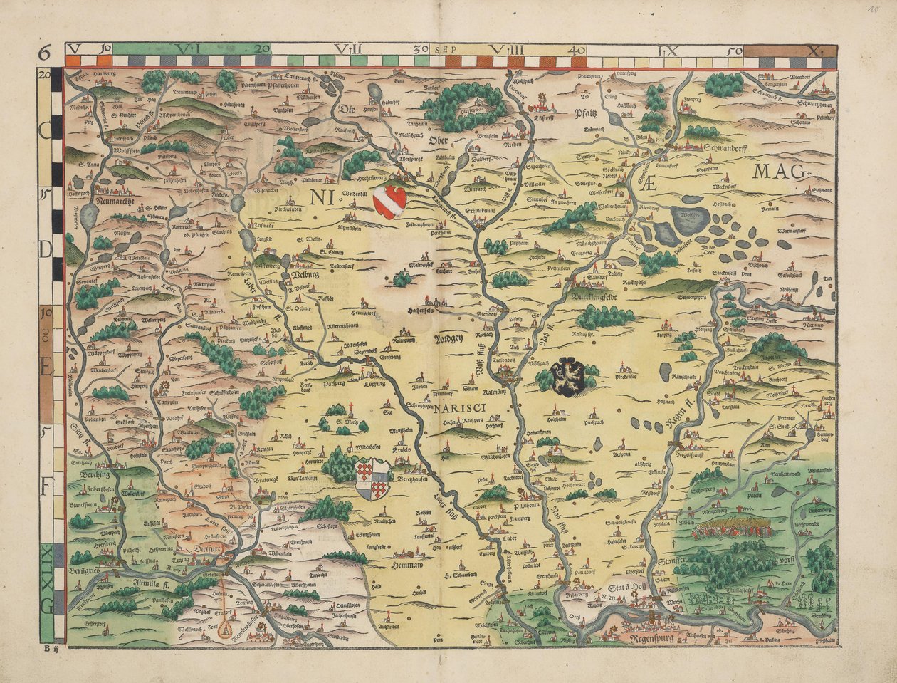 Bajor országtáblák 1568-ból (6. panel) alkotó: Philipp Apian