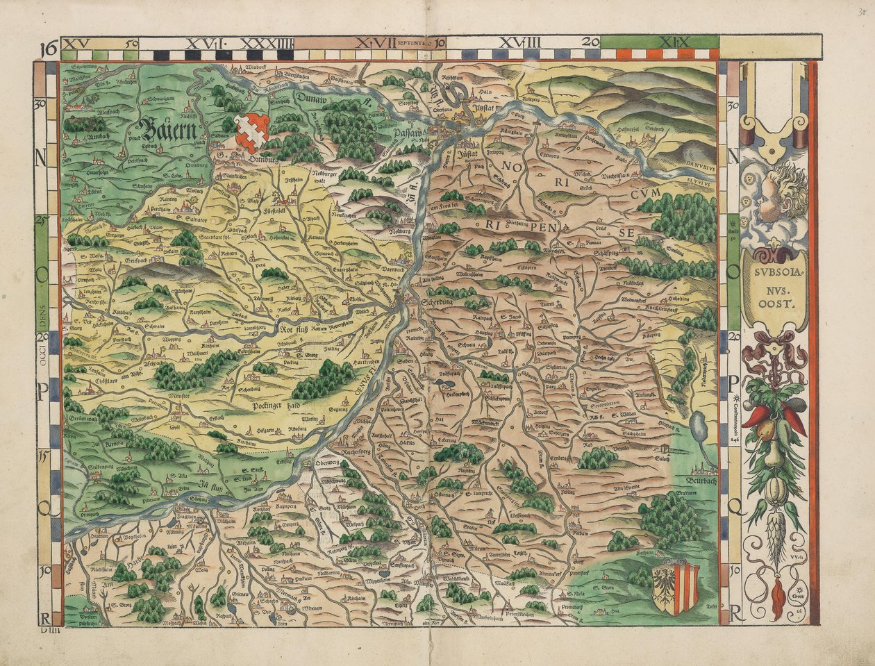 Philipp Apian - Bajor vidéki táblázatok 1568 -ból (16. tábla) kb. 1 alkotó: Philipp Apian