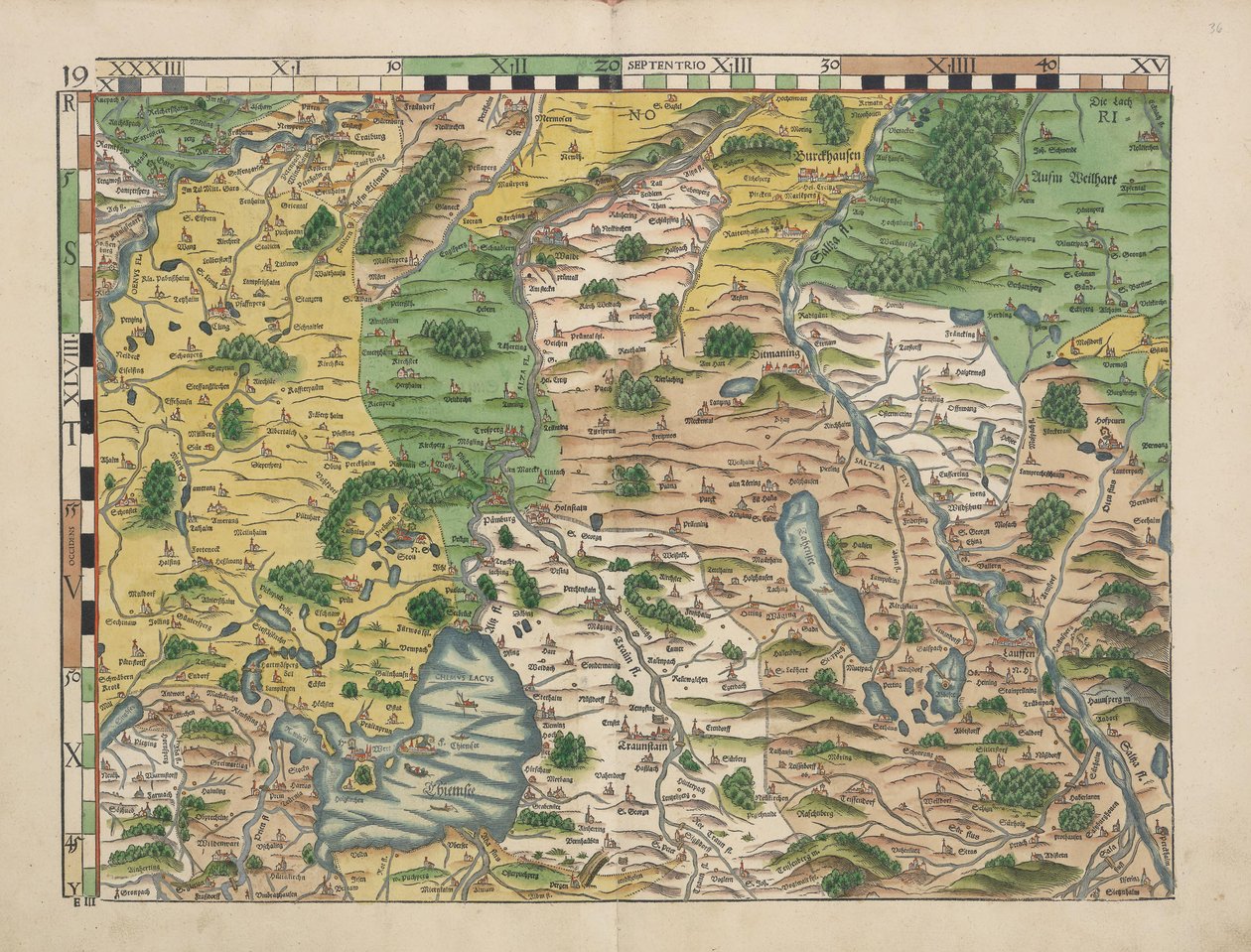 Philipp Apian - Bajor vidéki táblázatok 1568 -ból (19. tábla) kb. 1 alkotó: Philipp Apian