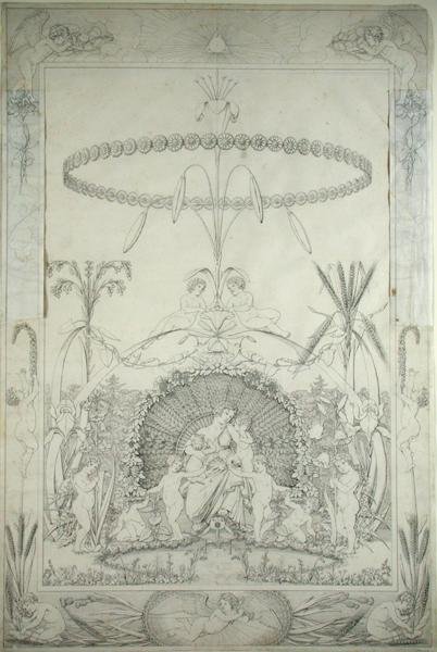 Nap (rézvázlat és alternatív változat), 1803 (toll és fekete tinta ólomnyomra) alkotó: Philipp Otto Runge
