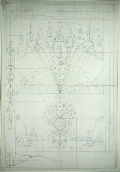 Éjszaka (előkészítő tanulmány), 1803 (toll és fekete tinta ceruza fölött, papíron) alkotó: Philipp Otto Runge