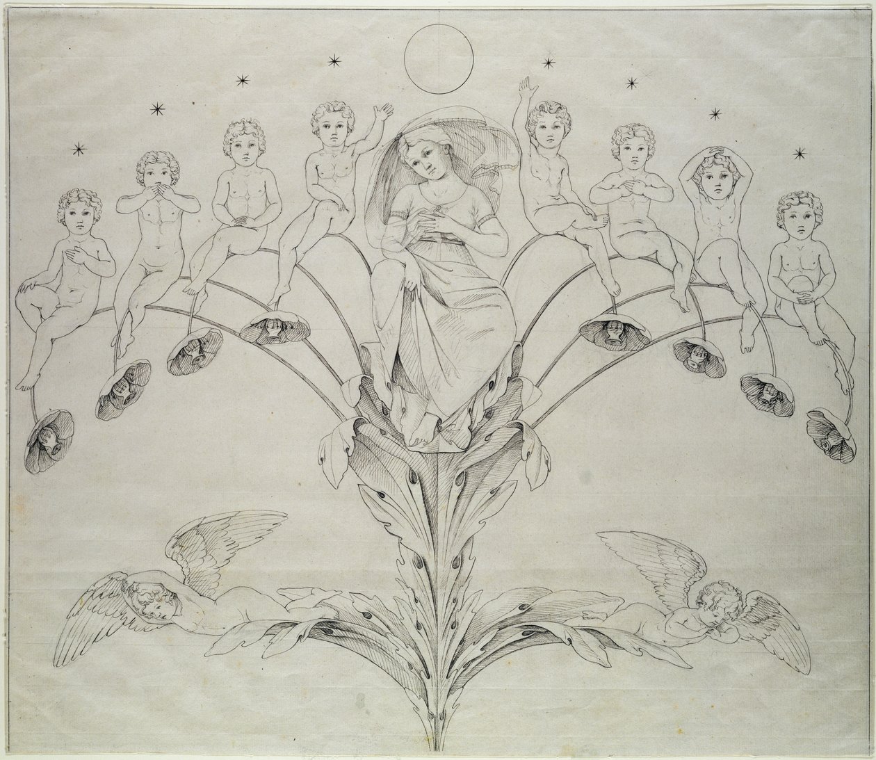 Éjszaka, 1803 (tinta papíron) alkotó: Philipp Otto Runge