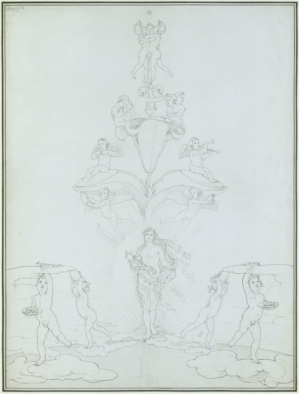 A reggel, 1803 (tinta papíron) alkotó: Philipp Otto Runge