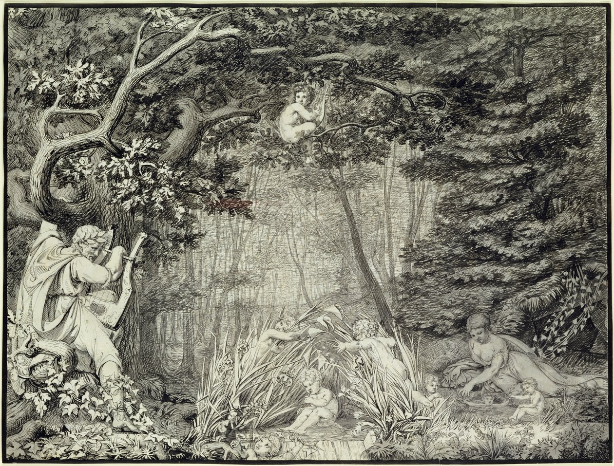 A költő a tavasznál, 1805 (toll, tinta és átmosó ceruza papíron) alkotó: Philipp Otto Runge