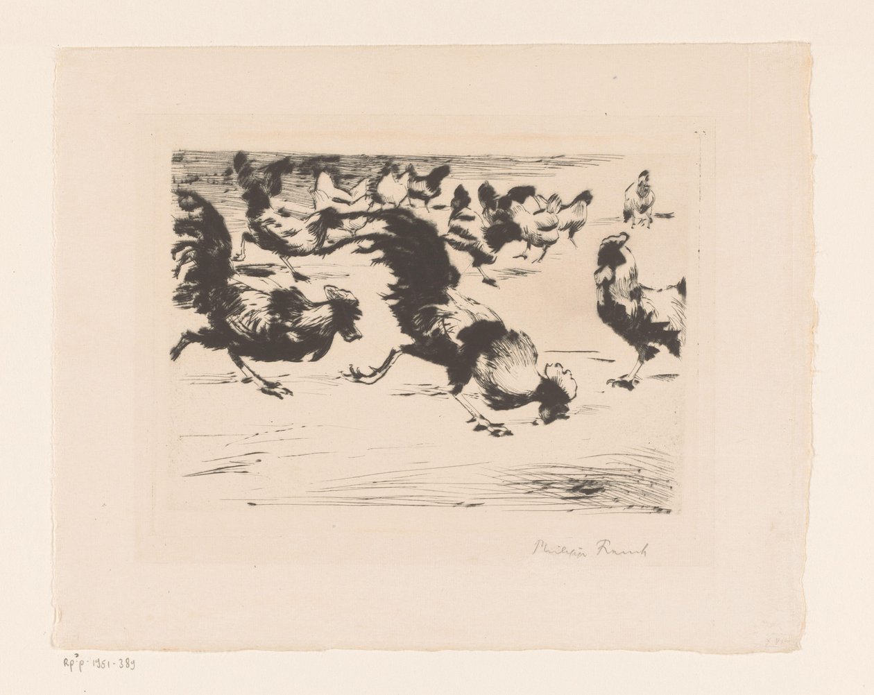 Kakasok és csirkék alkotó: Philipp Franck (signed by artist)