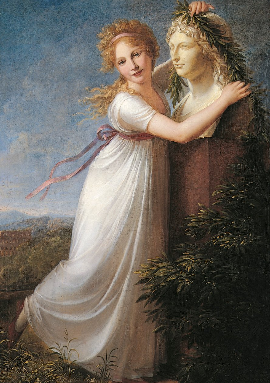 Ida megkoszorúzza édesanyja mellszobrát. alkotó: Philipp Friedrich von Hetsch