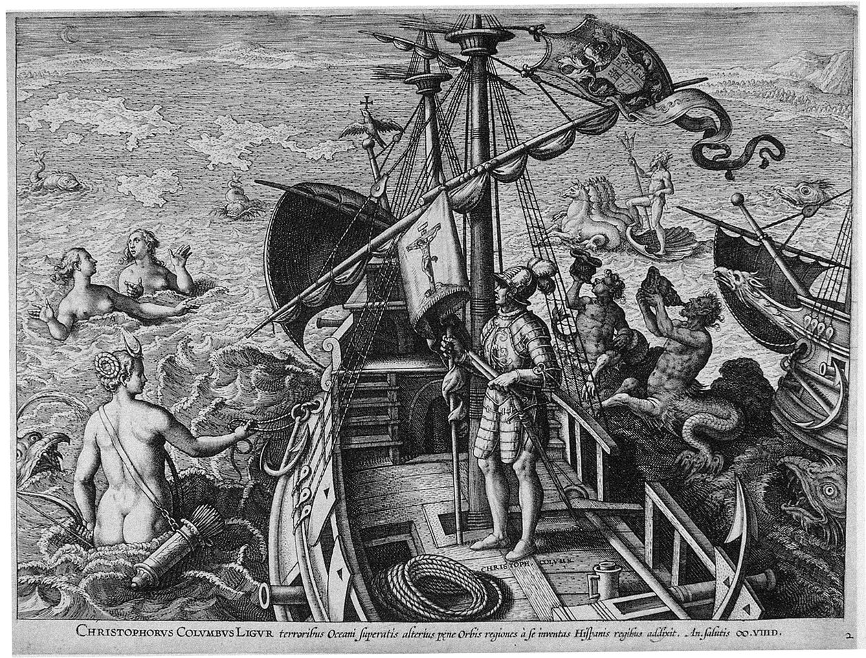Christophorus Columbus Ligur America Retectio, 1591 alkotó: Philipp Galle