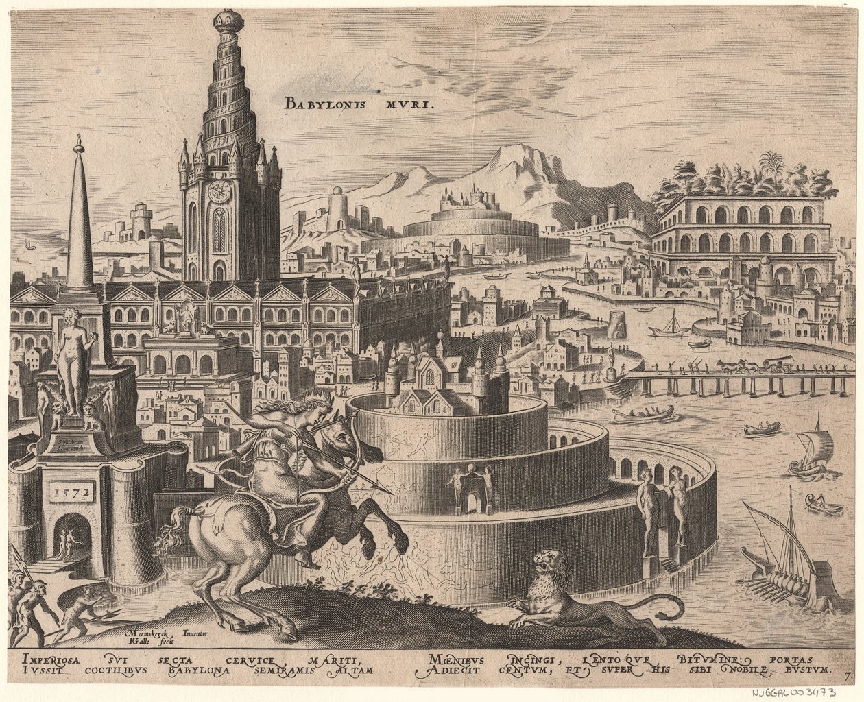 Die Mauern von Babylon A világ nyolcadik csodája Maarten van Heemskerck után című sorozatból, 1572 alkotó: Philipp Galle