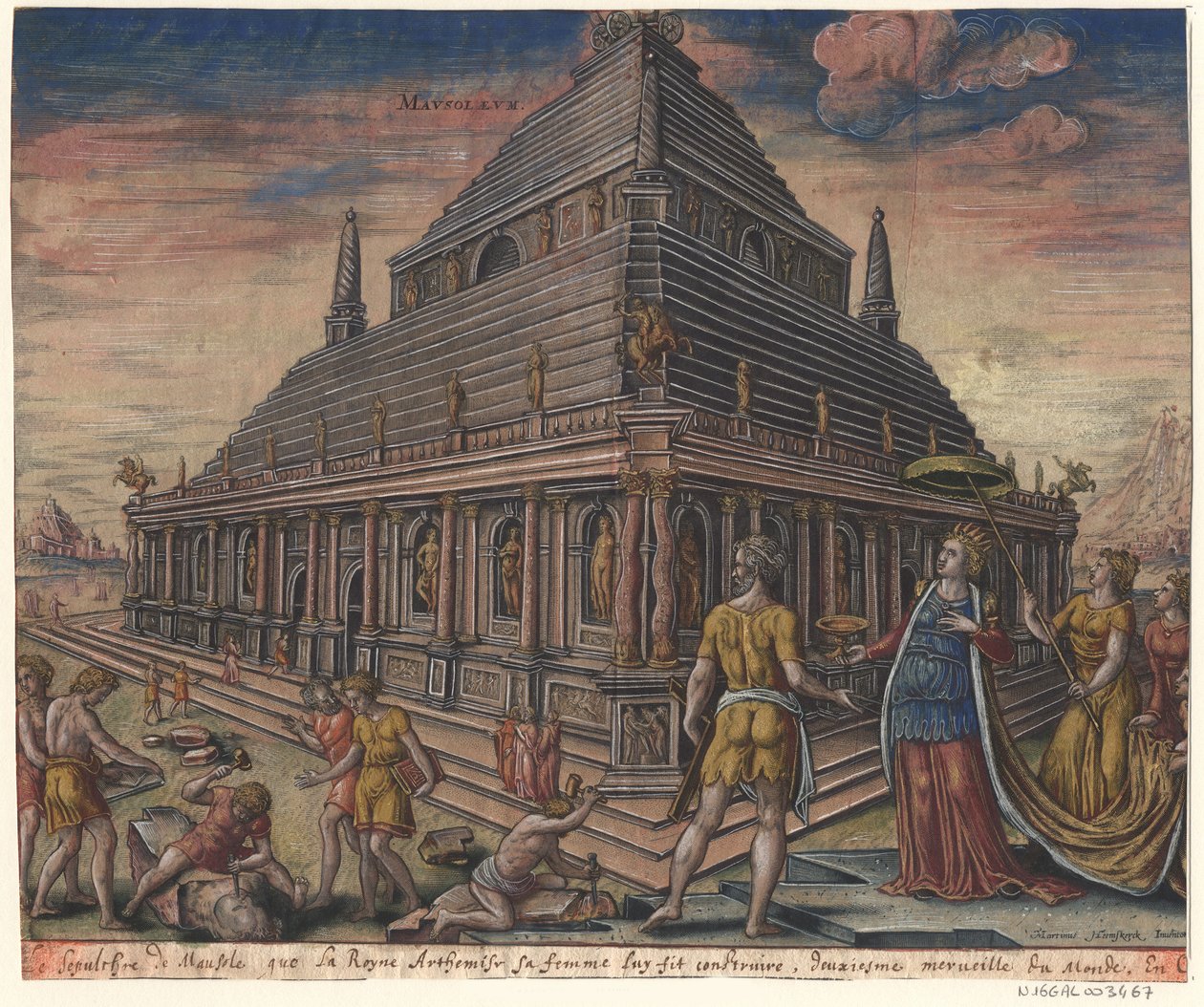 A halicarnassusi mauzóleum A világ nyolcadik csodája Maarten van Heemskerck után sorozatból, 1572 alkotó: Philipp Galle