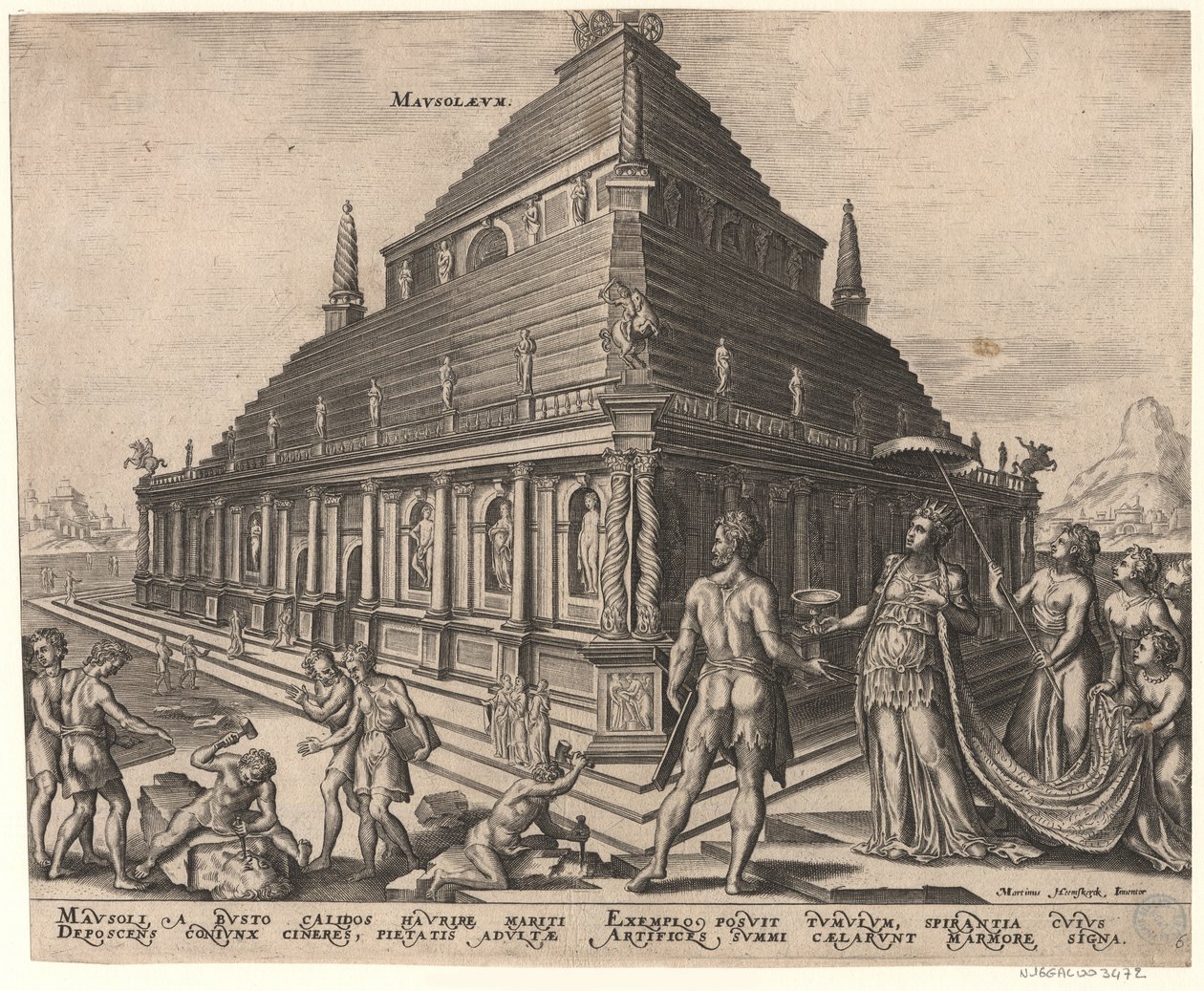 A halicarnassusi mauzóleum A világ nyolcadik csodája Maarten van Heemskerck után sorozatból, 1572 alkotó: Philipp Galle