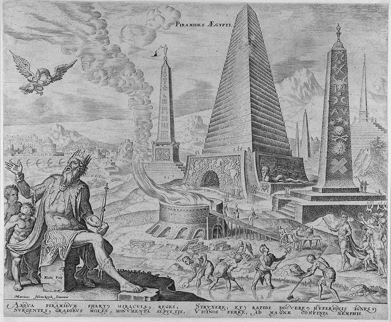 Egyiptom piramisai A világ nyolcadik csodája Maarten van Heemskerck után című sorozatból, 1572 alkotó: Philipp Galle