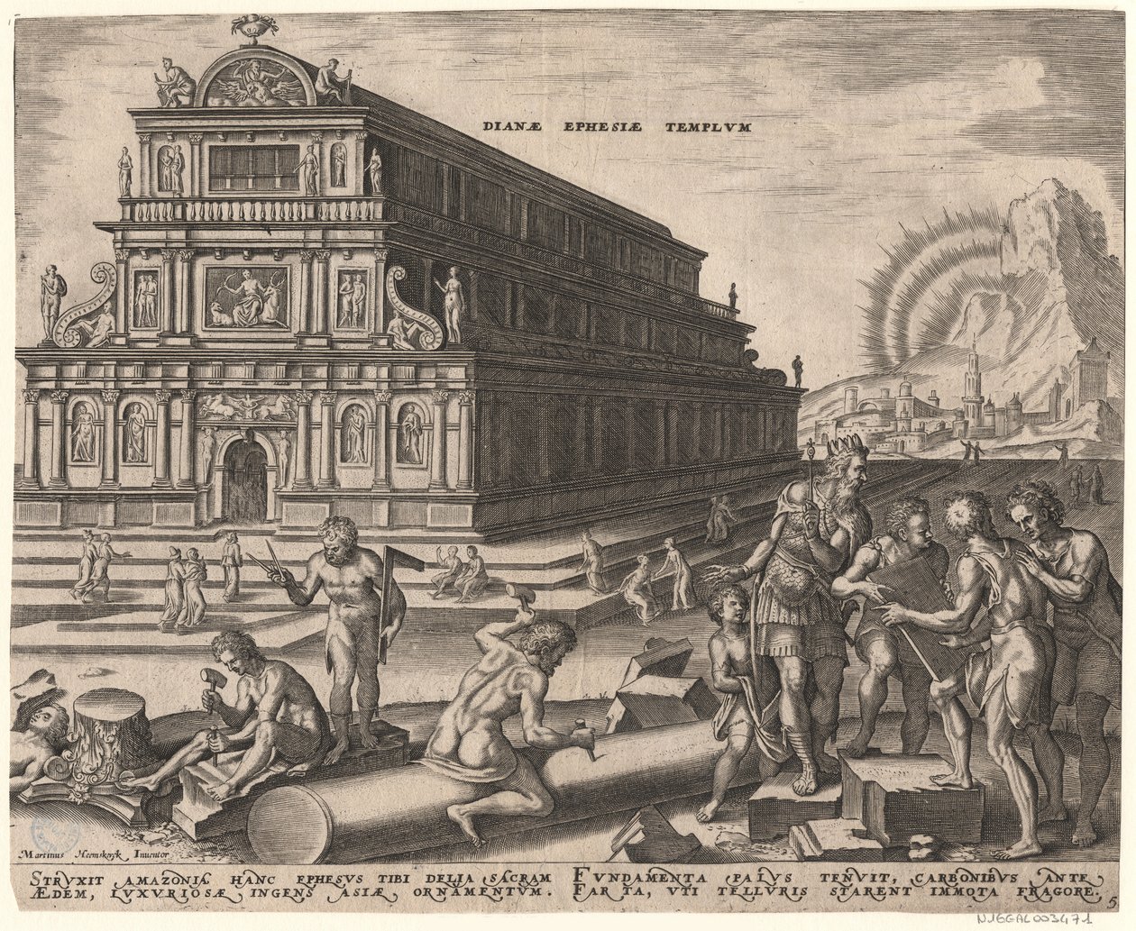 Diana temploma Ephesusban A világ nyolcadik csodája Maarten van Heemskerck után sorozatból, 1572 alkotó: Philipp Galle