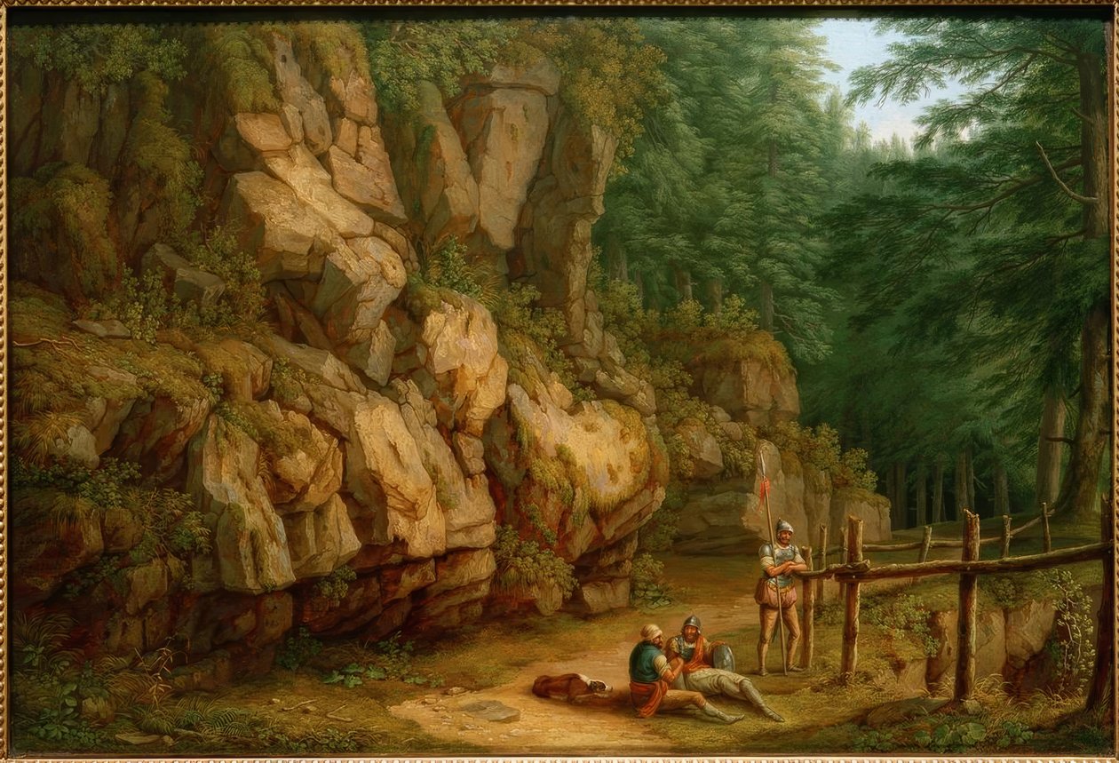 Hackert, sziklás táj katonákkal (Masso del Diavolo) alkotó: Philipp Hackert