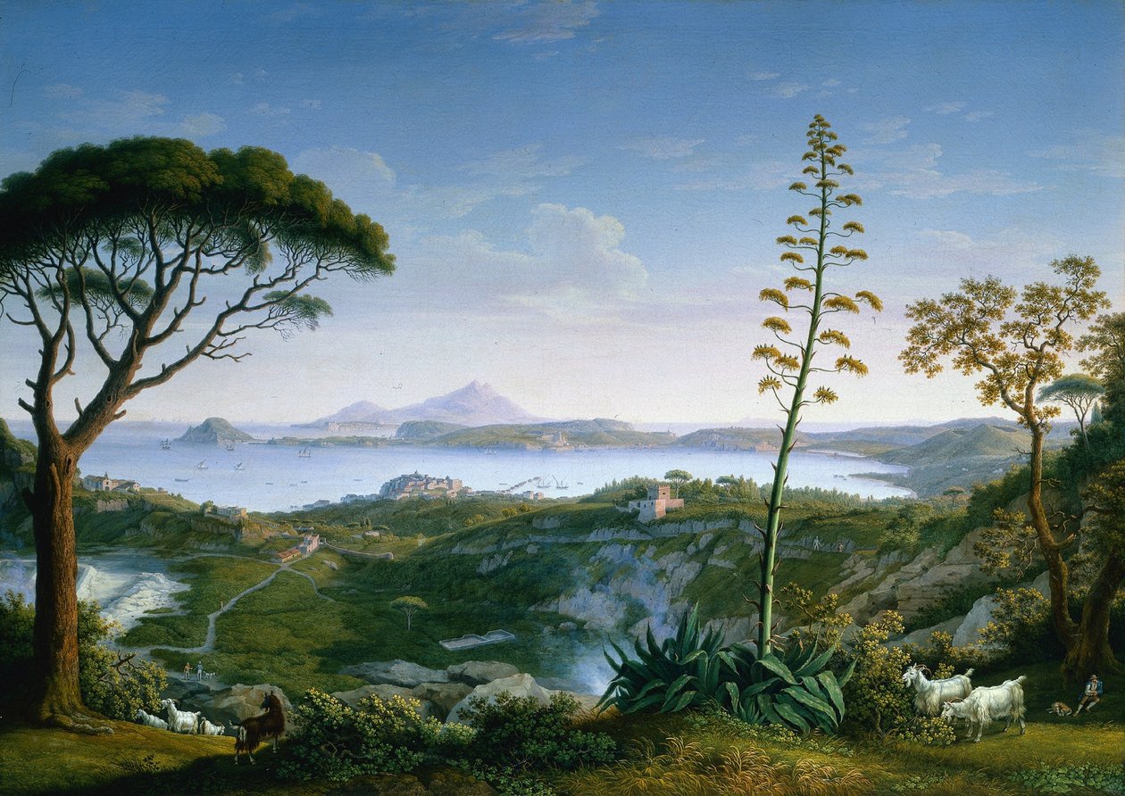 Kilátás a Pozzuoli-öbölre Solfatara felől, 1803. alkotó: Philipp Hackert