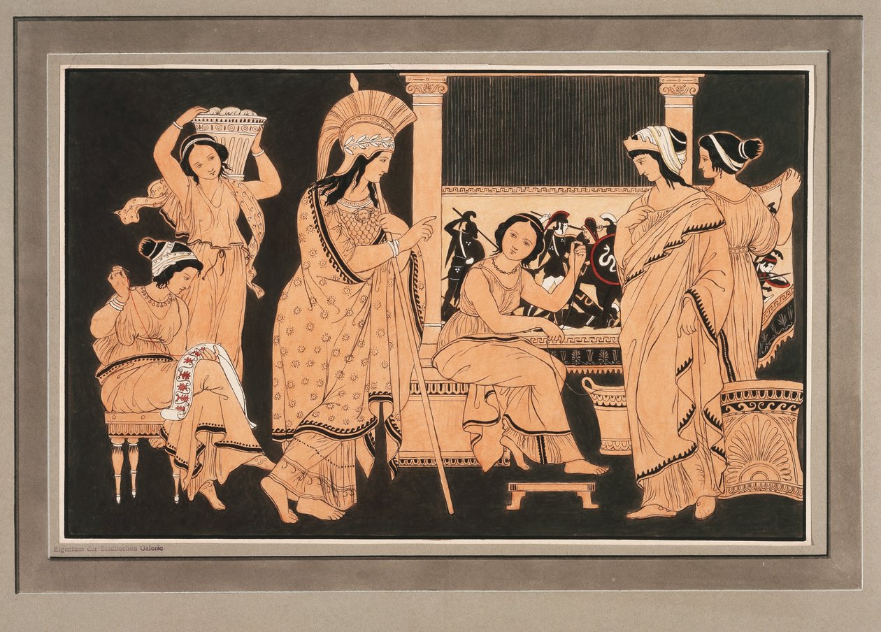 Athena bei der mit Webereien beschäftigten Penelope alkotó: Philipp Veit