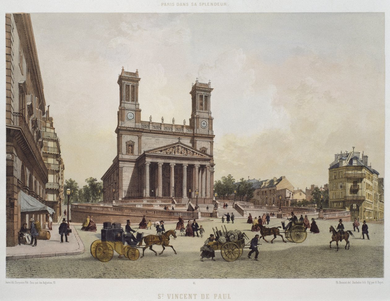 Szent Vince-templom, Párizs, illusztráció a „Párizs pompájában”, kiadó: Henri Charpentier, metszett: Charles Claude Bachelier (fl.1830-60) 1861 alkotó: Philippe Benoist