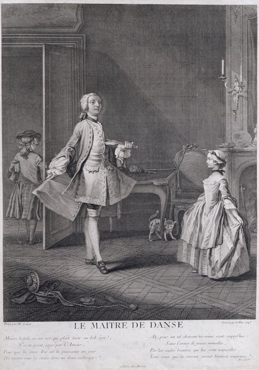 A táncmester, metszett: Jacques Philippe Le Bas (1707-83), 1745 alkotó: Philippe Canot