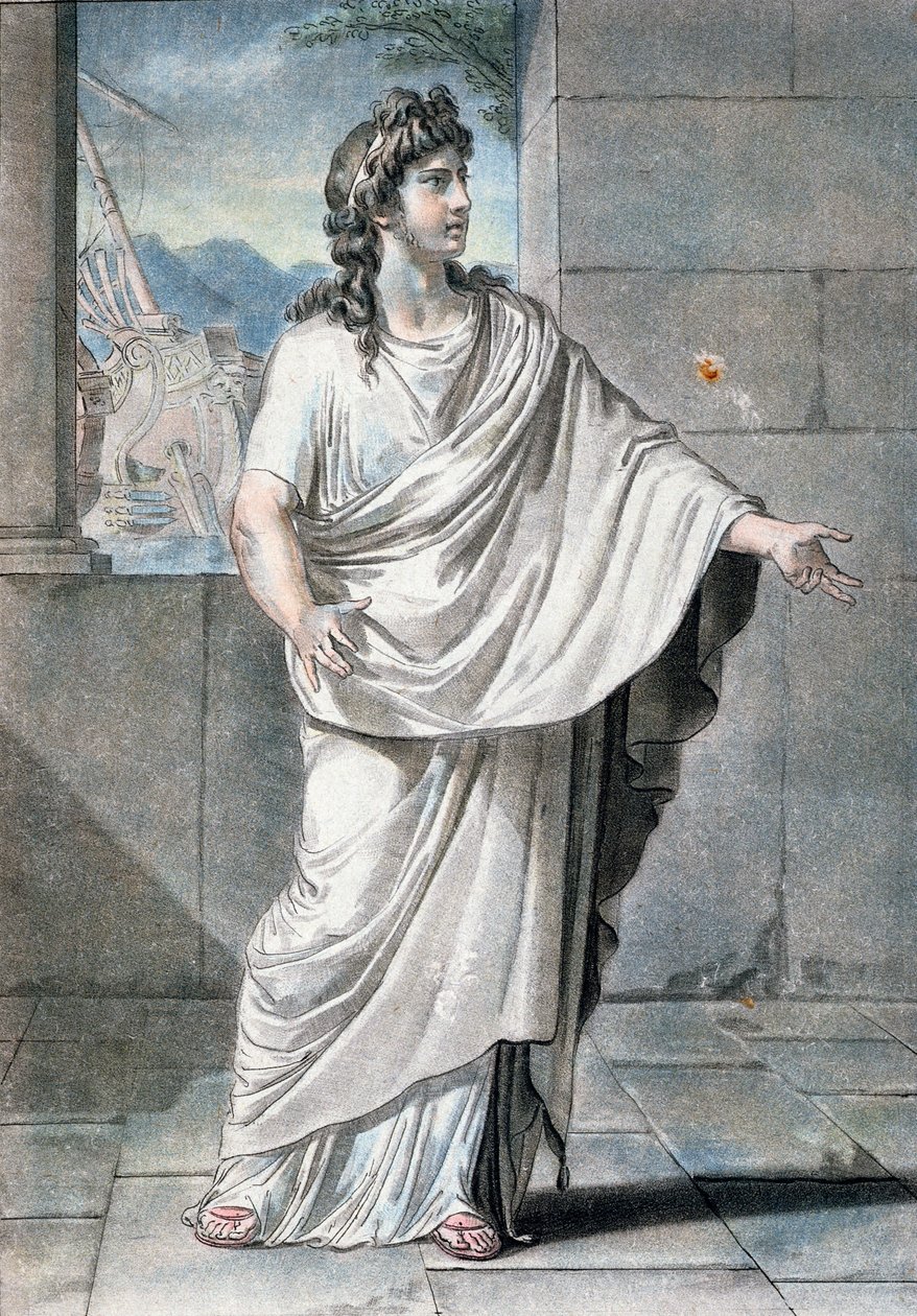 Orestes, jelmez Jean Racine „Andromaque” című művéhez, a „Research on the Costumes and Theatre of All Nations”, vésette Pierre Michel Alix (1762-1817) 1802 alkotó: Philippe Chery