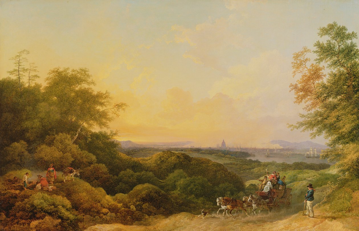 The Evening Coach, London Greenwichből, 1805 alkotó: Philippe Jacques de Loutherbourg