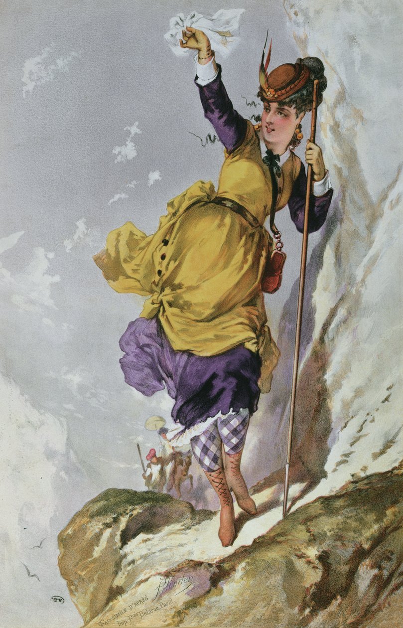Nő hegymászás, 1860-70 körül alkotó: Philippe Jacques after Linder