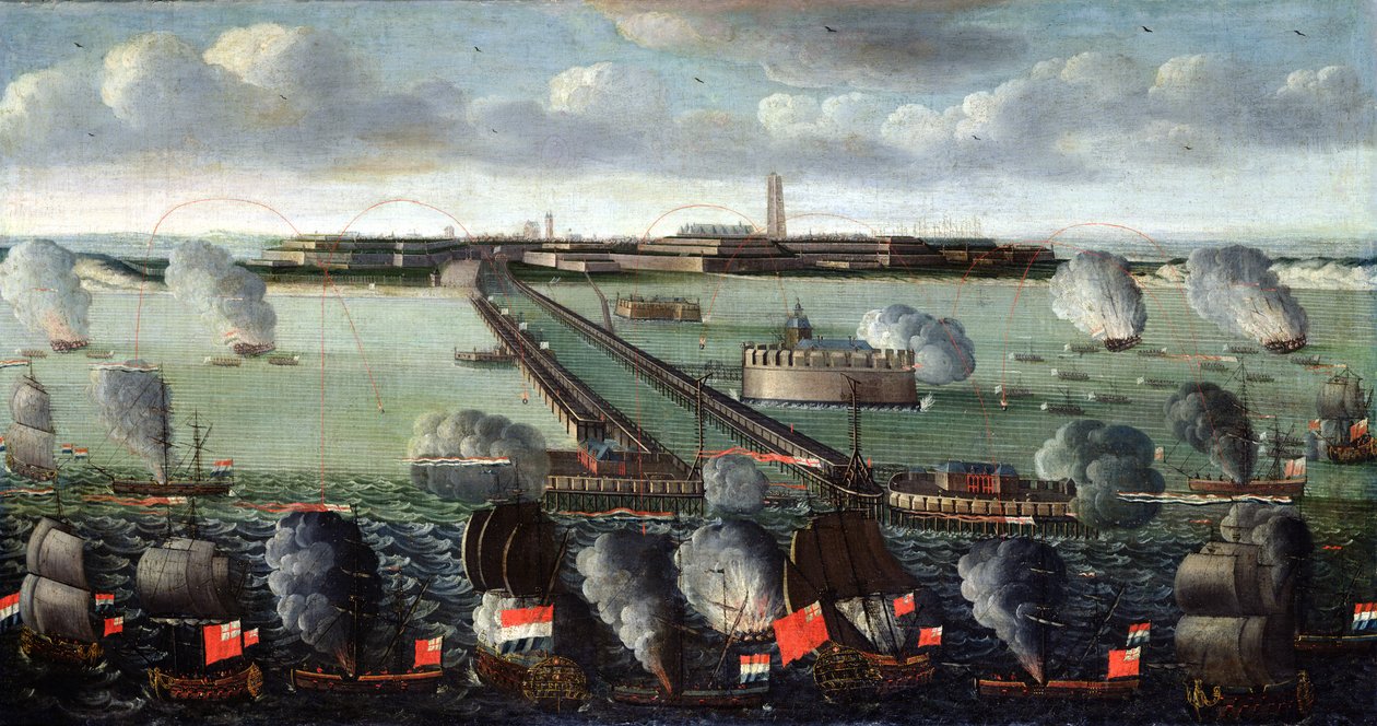 Dunkerque-i bombázás, 1695. augusztus 11., 1717-18 alkotó: Philippe Jonaert