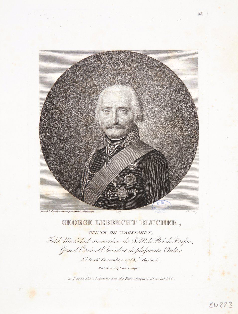 George Lebrecht Blucher portréja, 1814 alkotó: Philippe Velyn