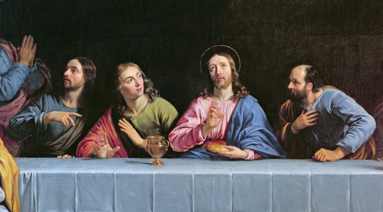 Az utolsó vacsora, az úgynevezett A kis utolsó vacsora olaj, vászon részlet 140298 alkotó: Philippe de Champaigne