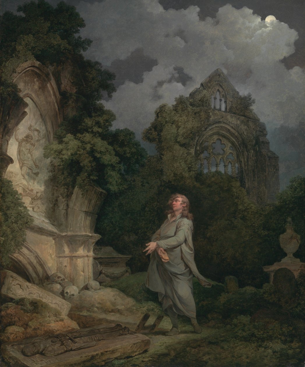 Egy filozófus a holdfényes templomkertben alkotó: Philippe-Jacques de Loutherbourg