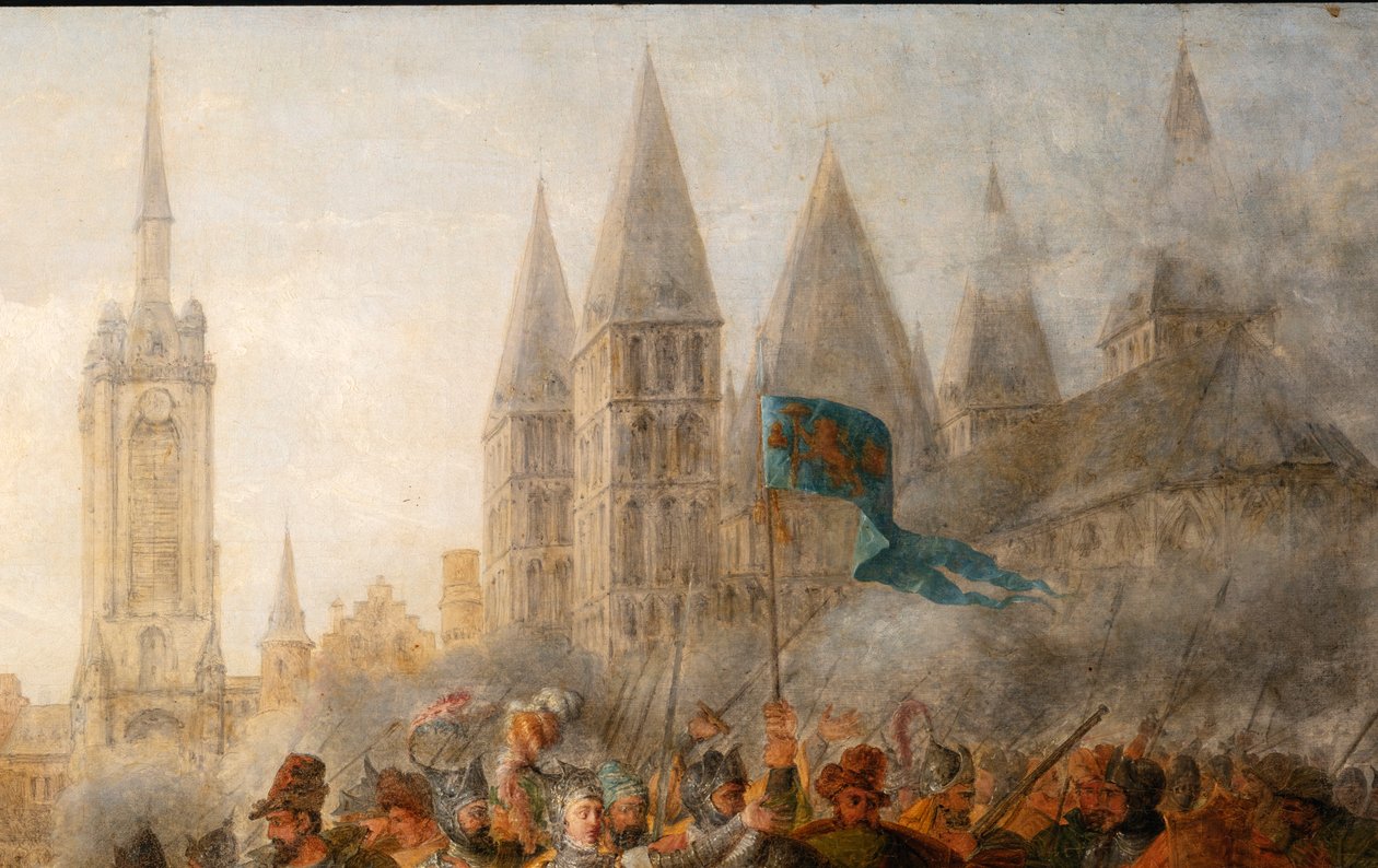 Tournai védelmét Epinoy hercegnője, Philippe-Auguste Hennequin, a Tournai Szépművészeti Múzeum alkotó: Philippe Auguste Hennequin