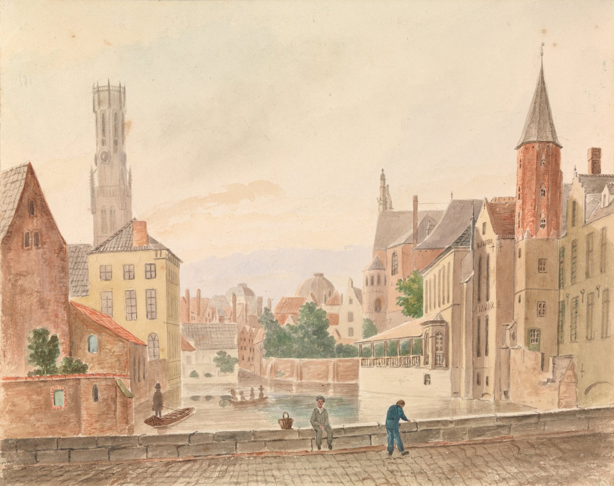 Brugge (akvarell papíron) alkotó: Philippe Auguste de Peellaert