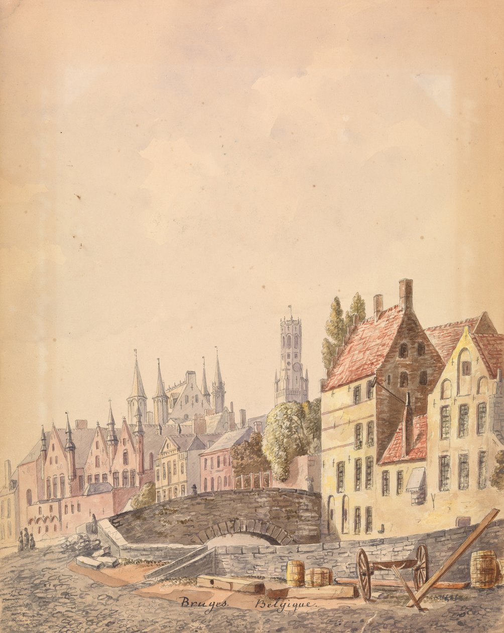 Brugge (akvarell papíron) alkotó: Philippe Auguste de Peellaert