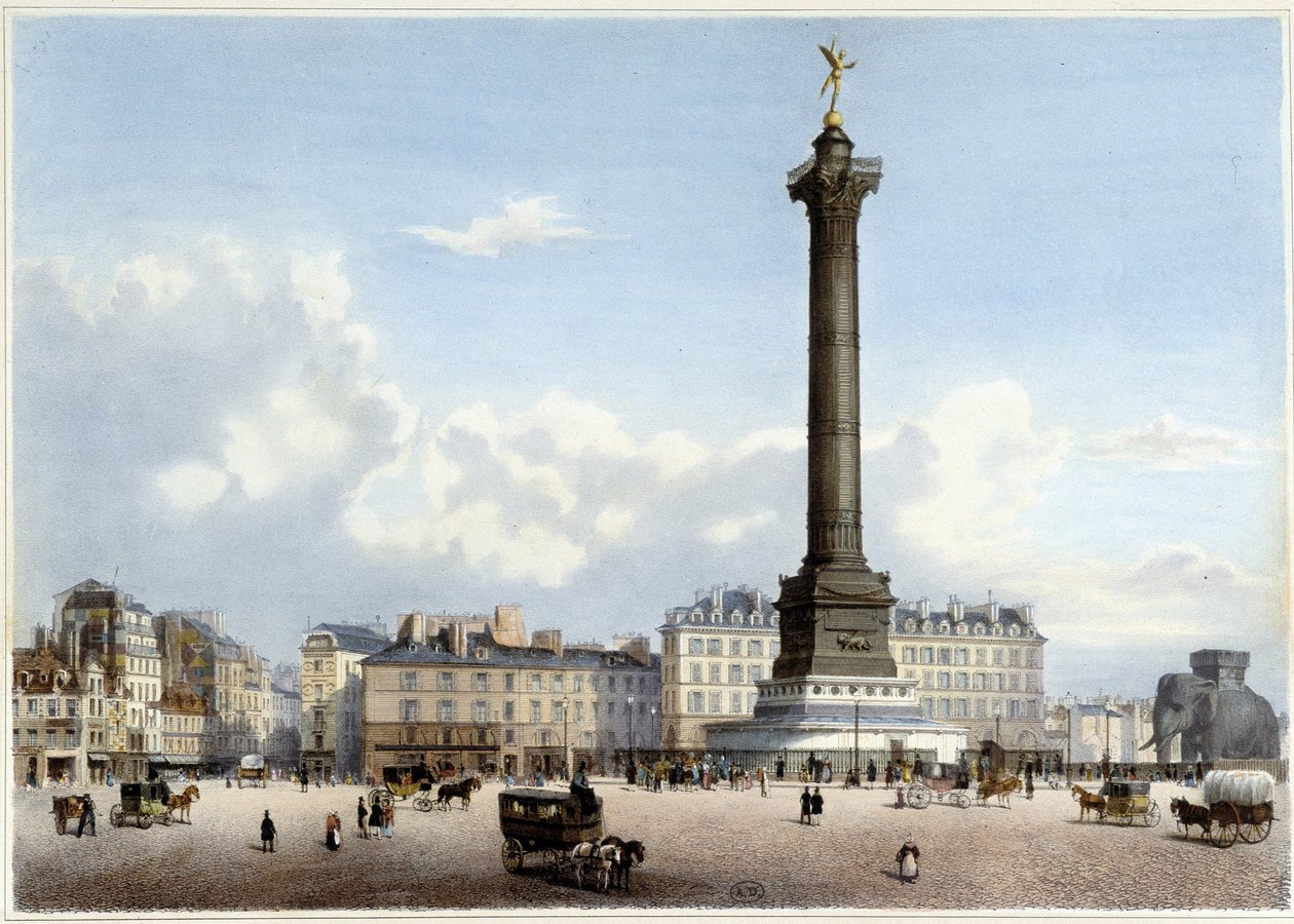 Column de Juillet à la Bastille - in "" Séta Párizsban és környékén ", tervezte Jacottet és Benoist, c. 1840 alkotó: Philippe Benoist