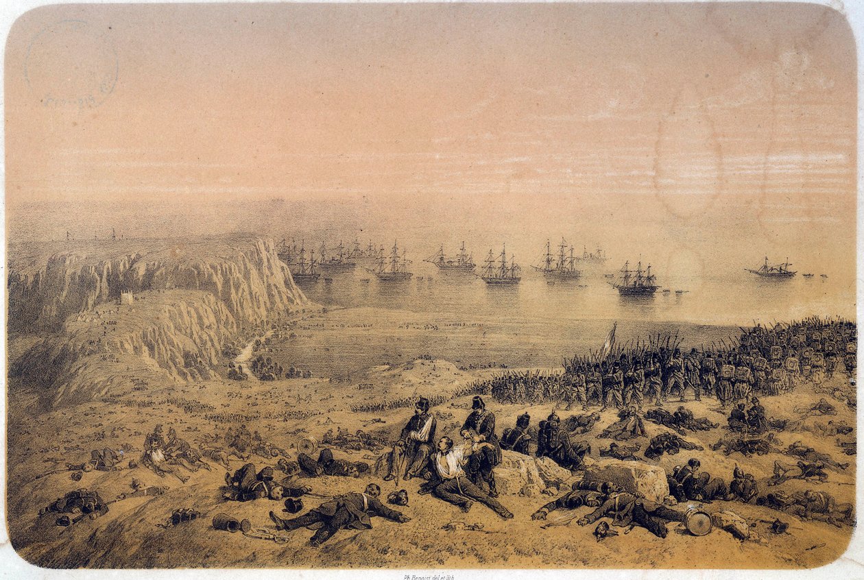Krími háború (1853-1856): az almási csata 1854. szeptember 20-án. Illusztráció alkotó: Philippe Benoist